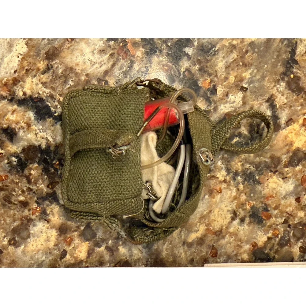 Vintage GI Joe 1/6 Scale Medic Bag with Plasma Bottle and Accessories Olive Drab